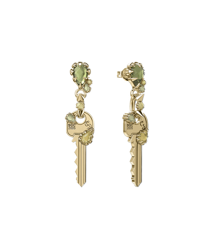 CRYSTALLISED KEY EARRINGS - GOLD PLATED