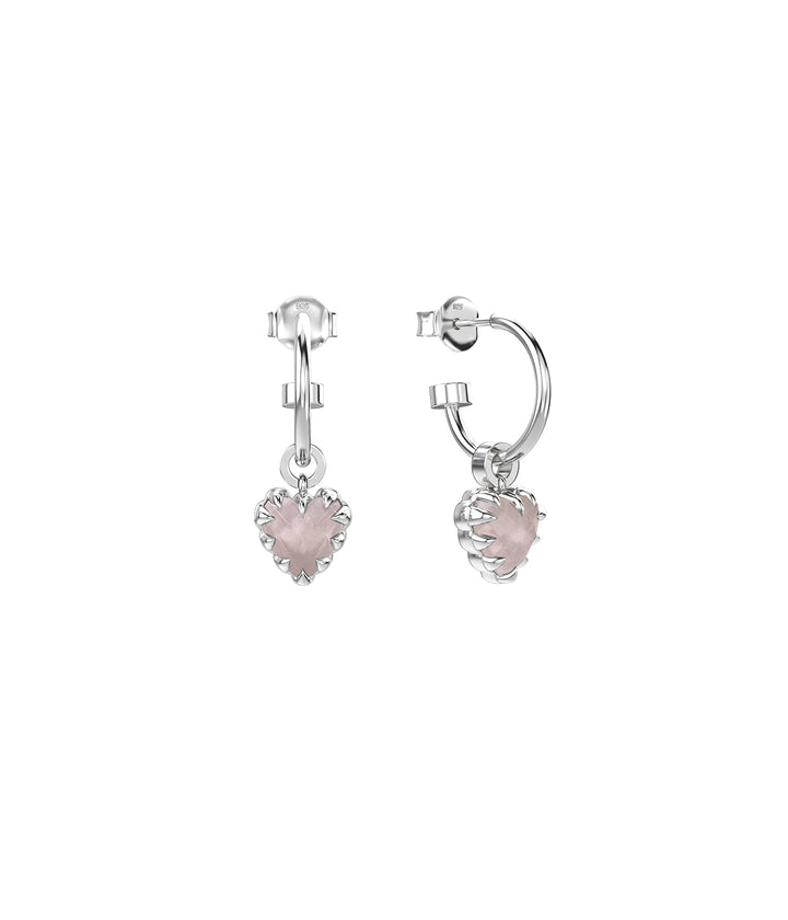 LOVE CLAW ANCHOR EARRING ROSE QUARTZ