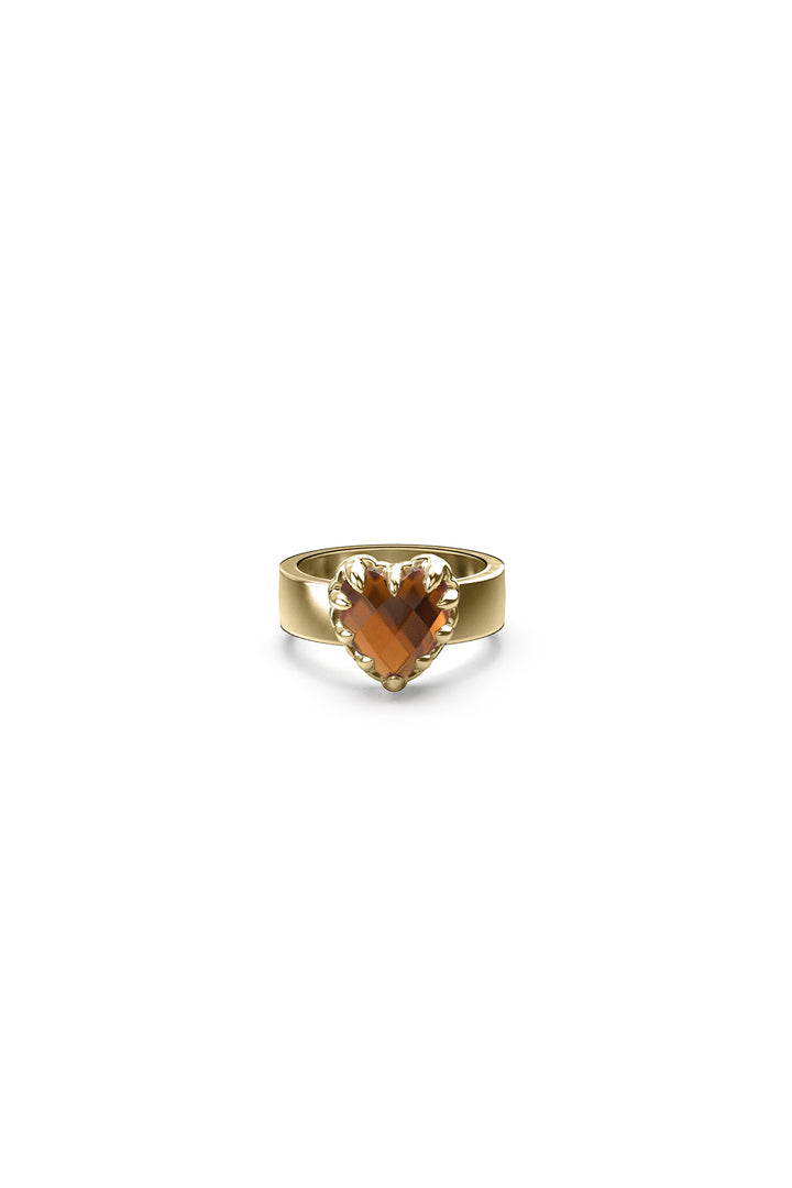 LOVE CLAW RING CITRINE - GOLD PLATED