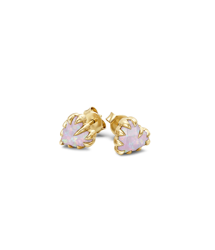 LOVE CLAW EARRINGS - PINK BELLO OPAL - 18K GOLD PLATED