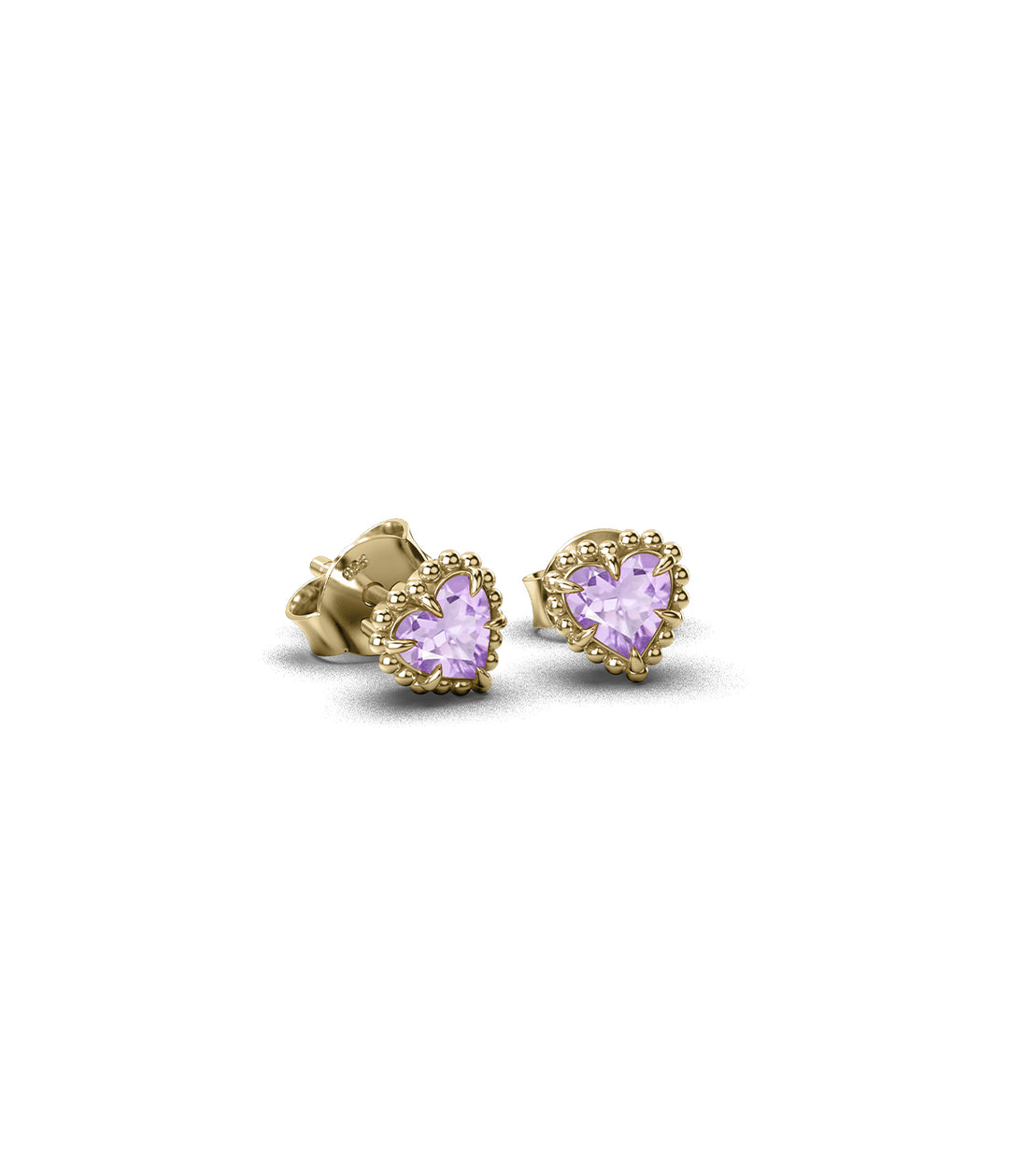DAHLIA'S HEART STUDS  - AMETHYST x GOLD PLATED