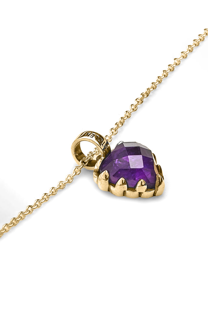 LOVE CLAW NECKLACE DARK AMETHYST GOLD PLATED