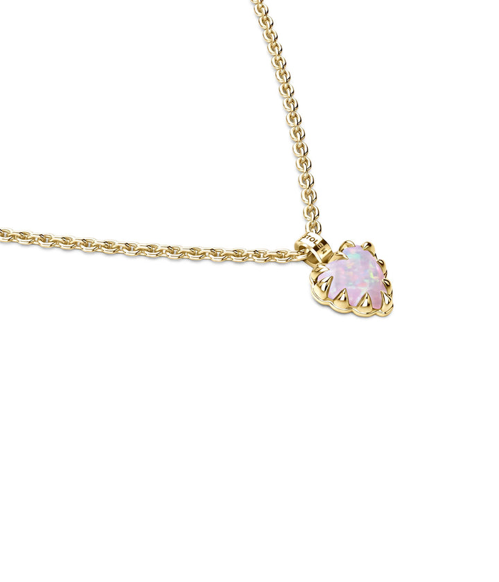 MINI LOVE CLAW NECKLACE - PINK BELLO OPAL - 18K GOLD PLATED