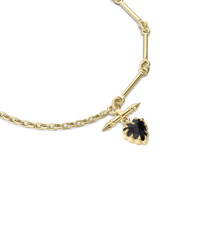 LOVE CLAW FOB BRACELET - ONYX - 18K GOLD PLATED