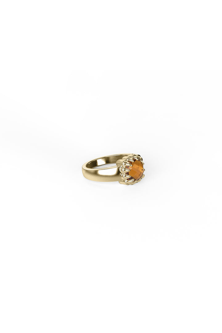 BABY CLAW RING CITRINE - GOLD PLATED