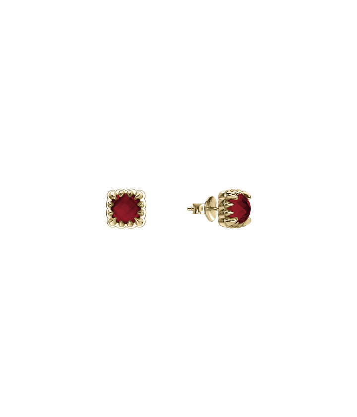 MINI CLAW STUDS GARNET - GOLD PLATED