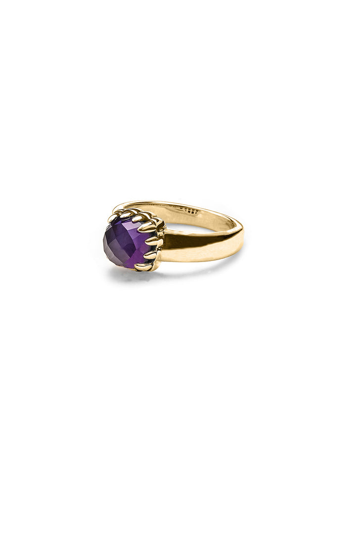 BABY CLAW RING DARK AMETHYST GOLD PLATED