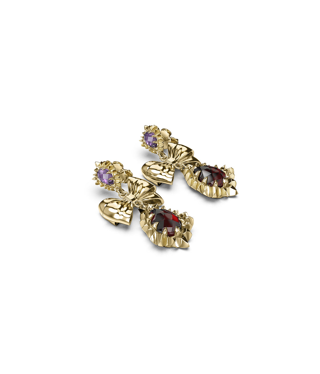 JAGGED TEARDROP BOW EARRINGS - GOLD PLATED