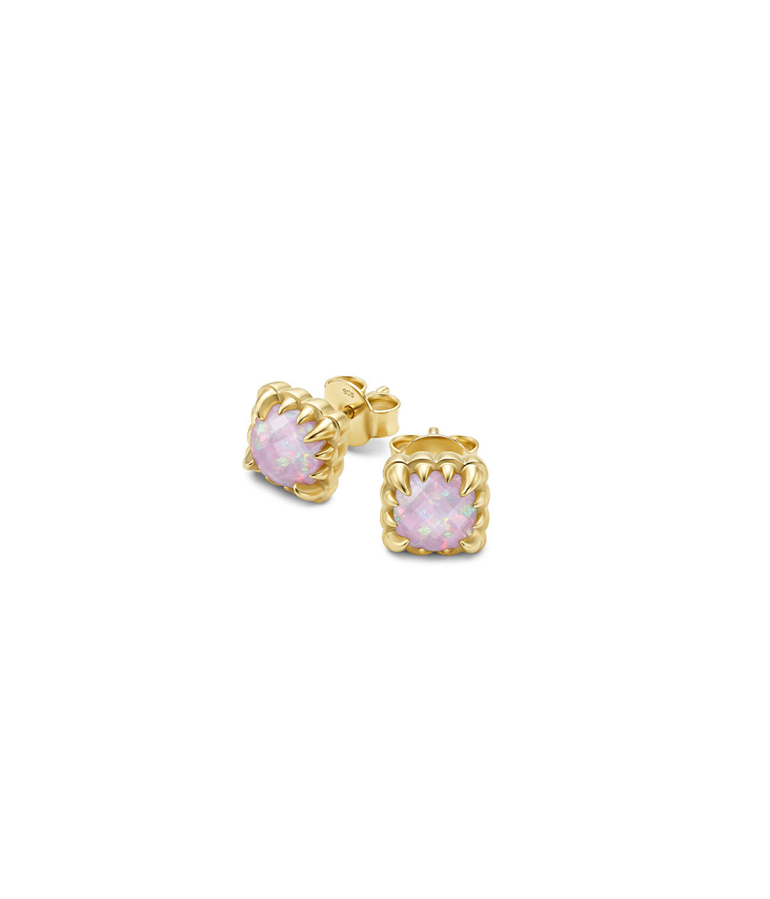 BABY CLAW STUDS - PINK BELLO OPAL - 18K GOLD PLATED