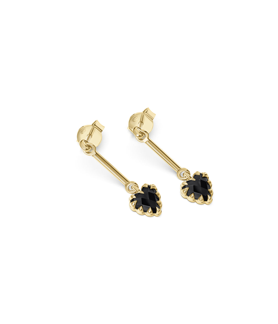 LOVE CLAW BAR EARRINGS - ONYX - 18K GOLD PLATED