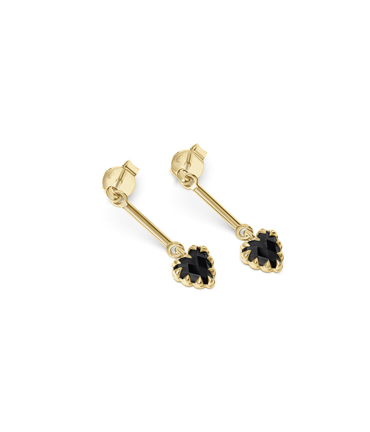 LOVE CLAW BAR EARRINGS - ONYX - 18K GOLD PLATED