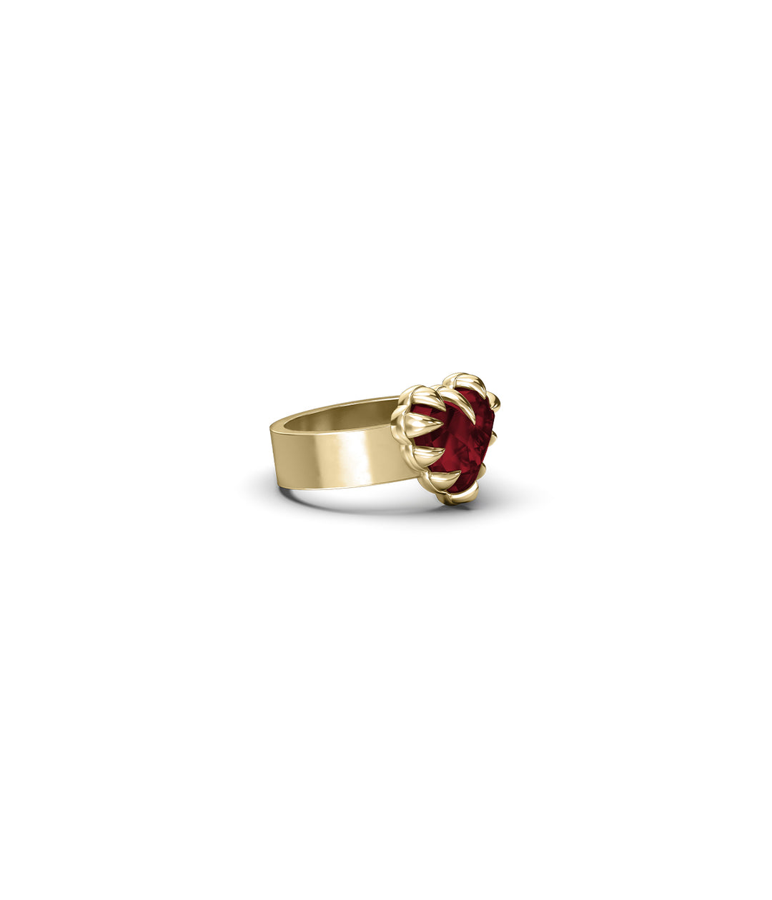LOVE CLAW RING GARNET - GOLD VERMEIL