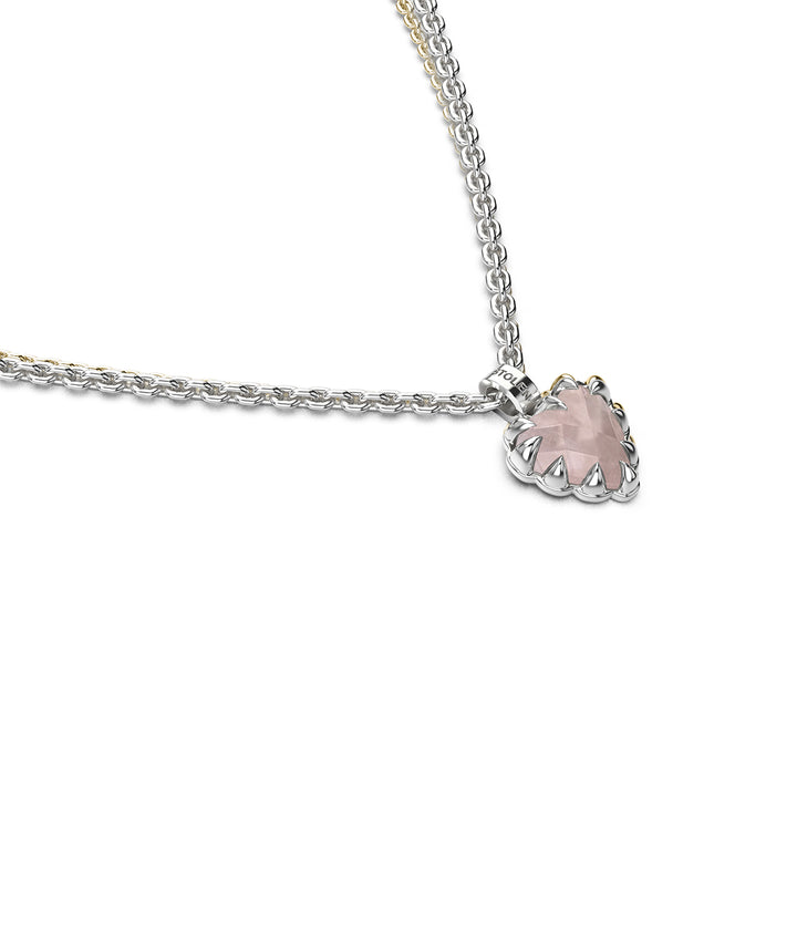 MINI LOVE CLAW NECKLACE ROSE QUARTZ