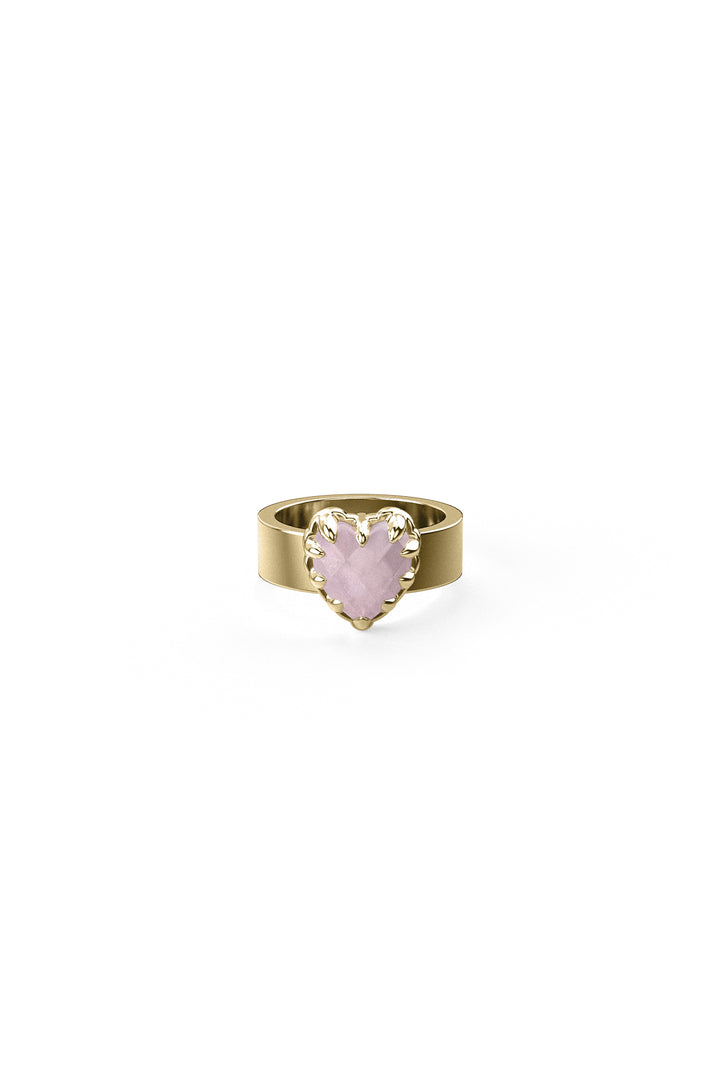 LOVE CLAW RING ROSE QUARTZ - GOLD PLATED