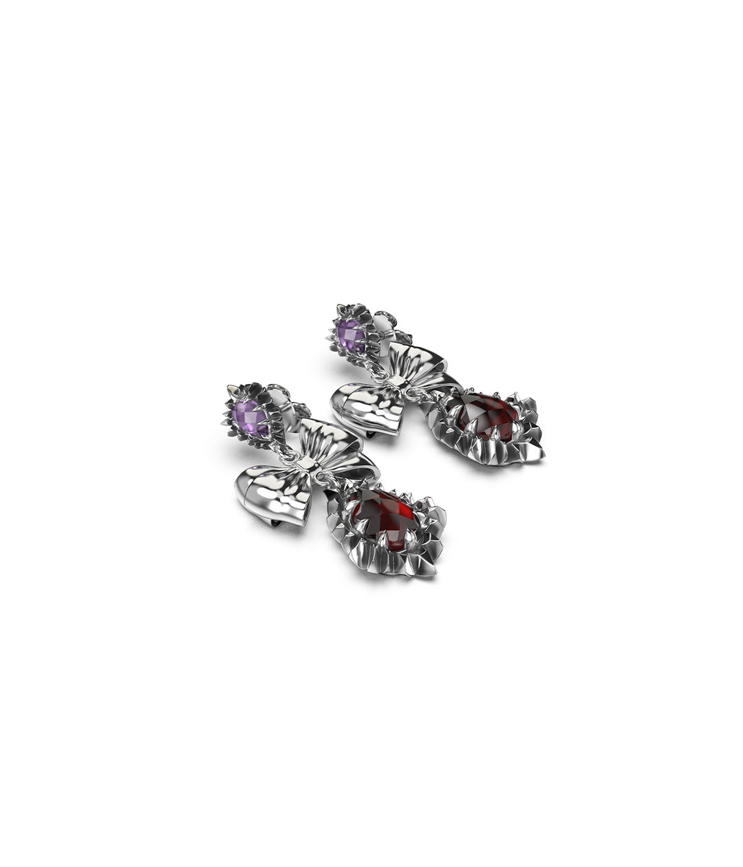 JAGGED TEARDROP BOW EARRINGS