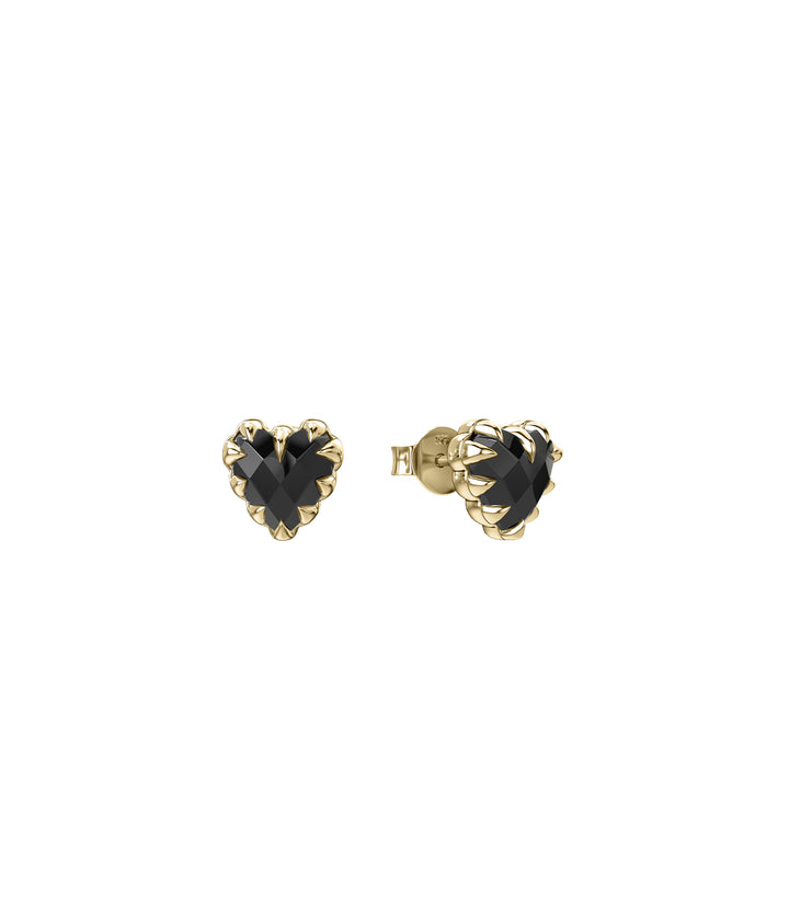 LOVE CLAW EARRINGS ONYX - GOLD PLATED