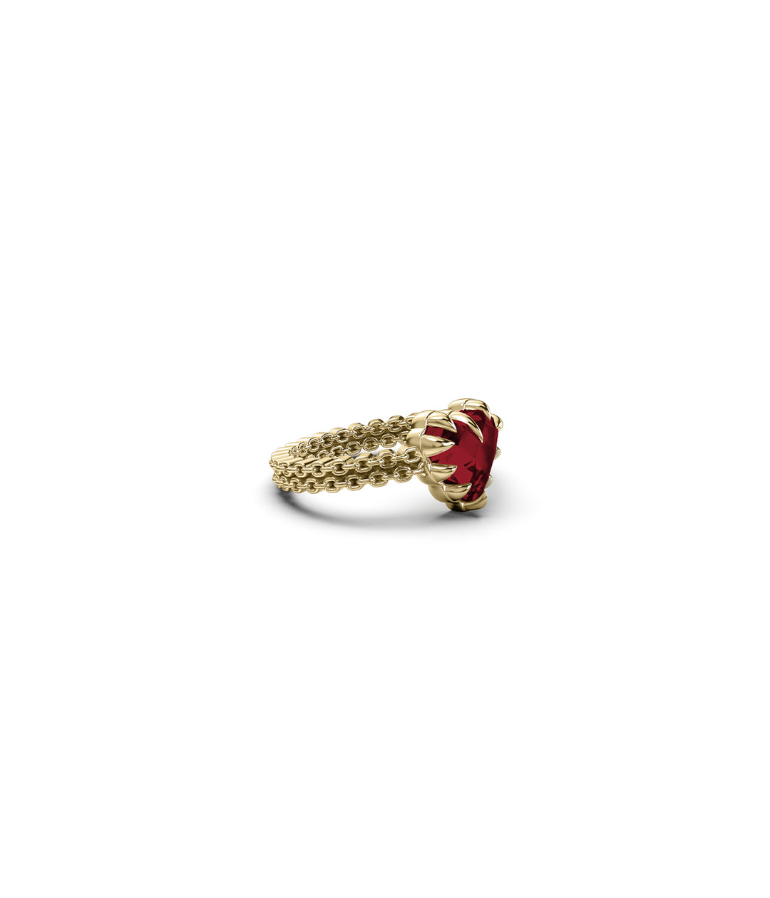 MINI LOVE CLAW RING GARNET - GOLD VERMEIL