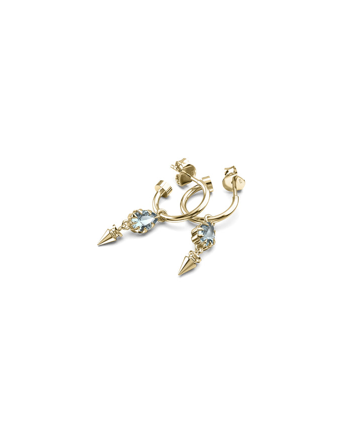PRECIOUS PUNK DROPLET ANCHOR SLEEPERS - SKY BLUE TOPAZ - 18K GOLD PLATED
