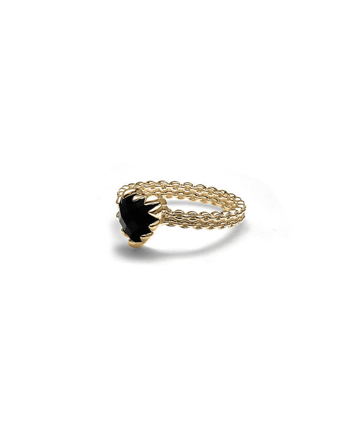 ORIGINAL SETTING - MINI LOVE CLAW RING ONYX - 18K GOLD VERMEIL