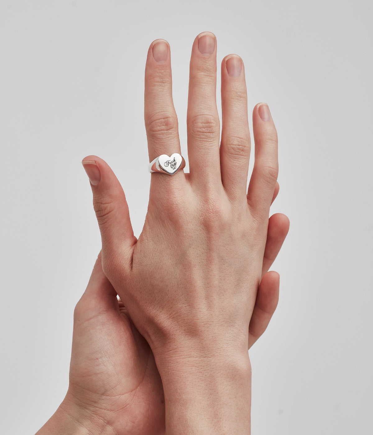 Sterling Silver Engraved Heart Signet Ring - Stolen Girlfriends Club