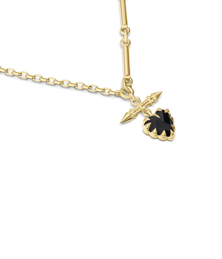 LOVE CLAW FOB NECKLACE - ONYX - 18K GOLD PLATED