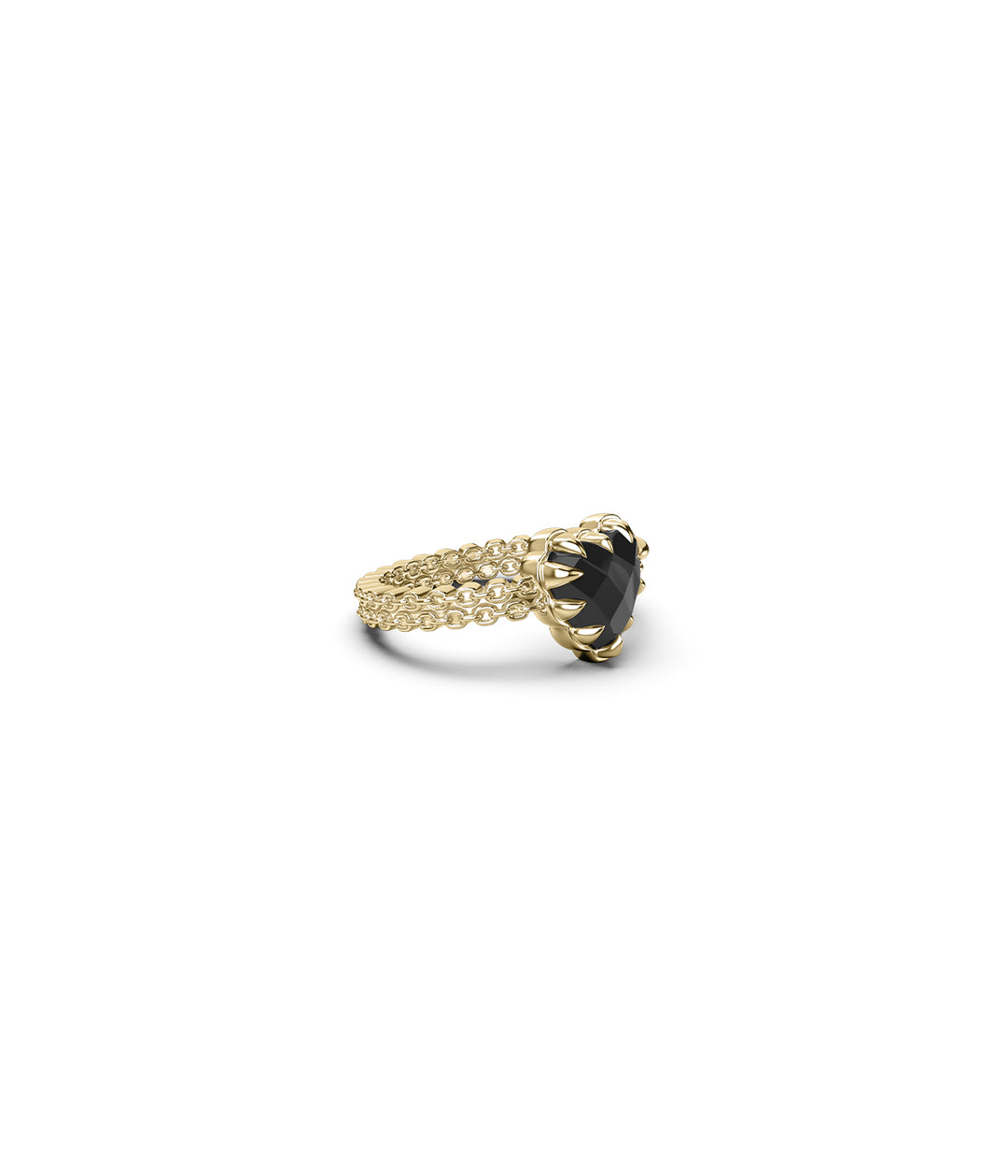 MINI LOVE CLAW RING ONYX -  18K GOLD VERMEIL