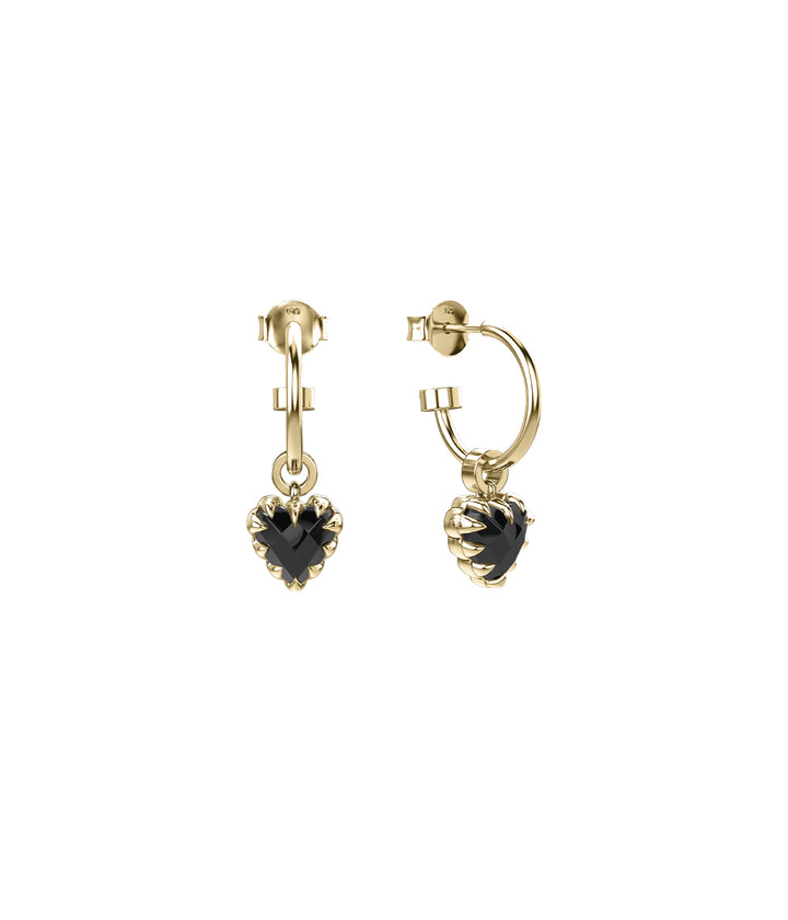 LOVE CLAW ANCHOR EARRINGS ONYX - GOLD PLATED
