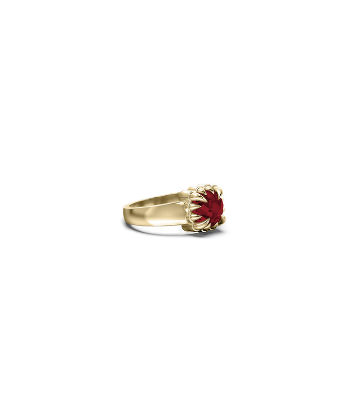 BABY CLAW RING GARNET - GOLD VERMEIL