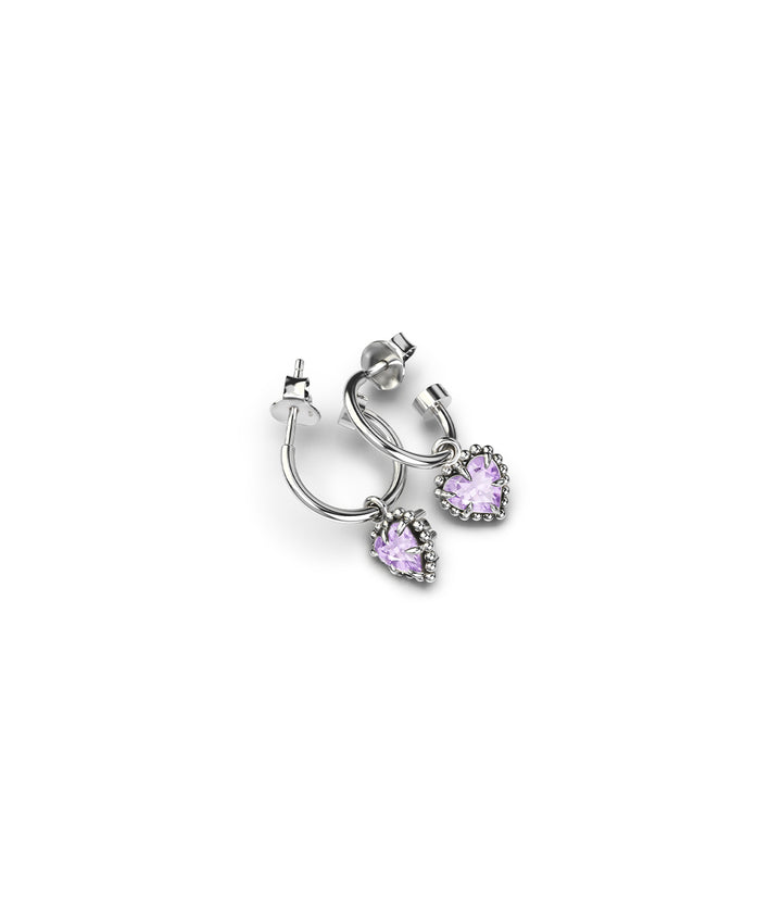 DAHLIA'S HEART ANCHOR EARRINGS - AMETHYST