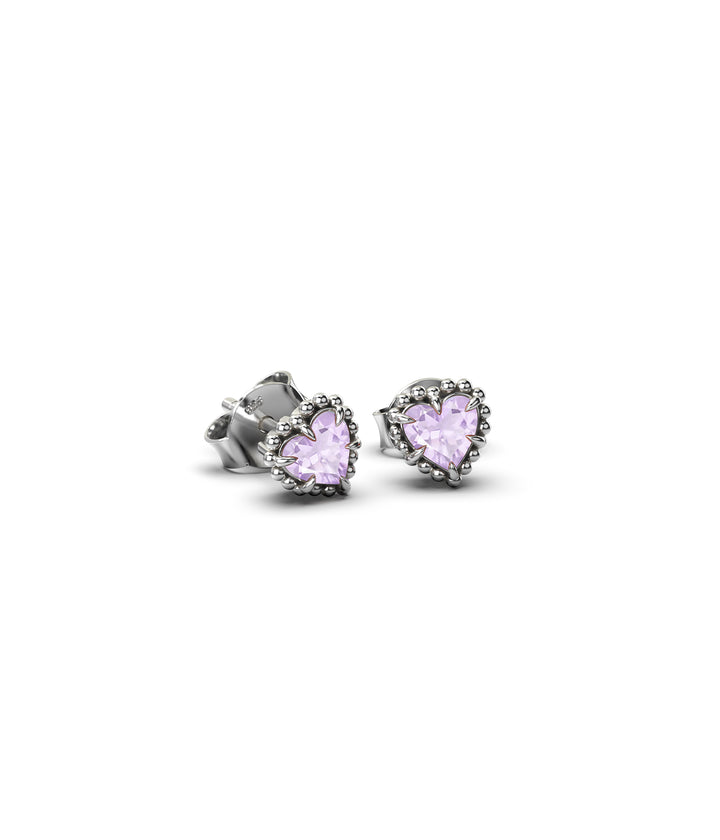 DAHLIA'S HEART STUDS -  AMETHYST