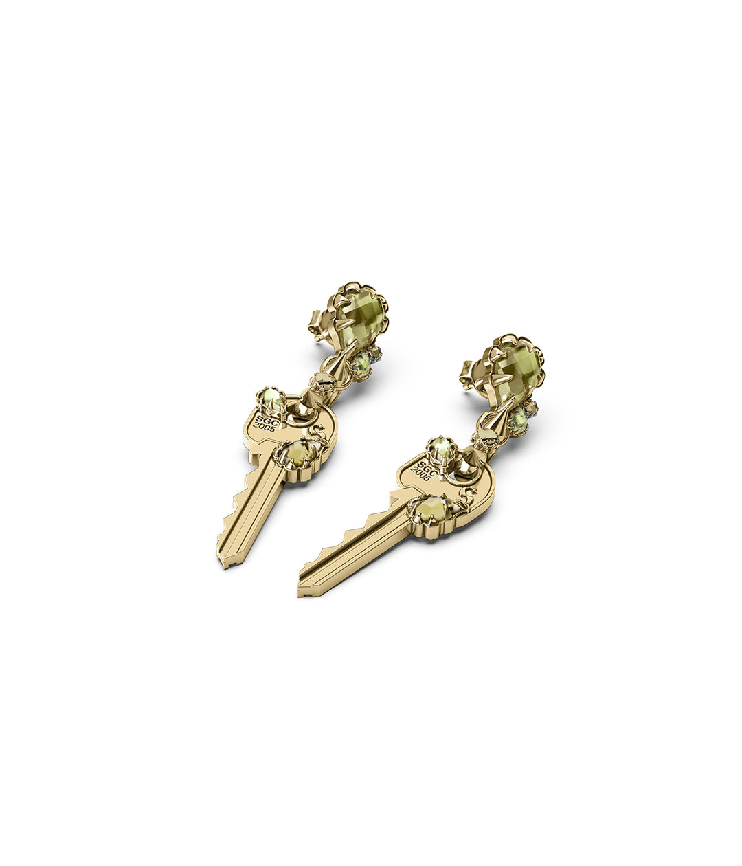 CRYSTALLISED KEY EARRINGS - GOLD PLATED