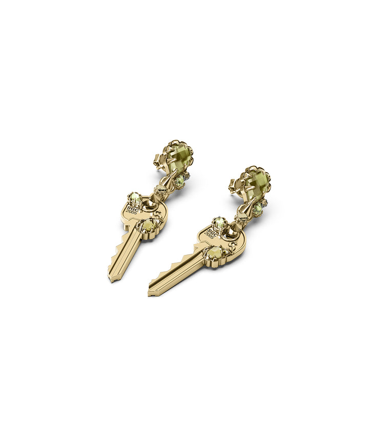 CRYSTALLISED KEY EARRINGS - GOLD PLATED