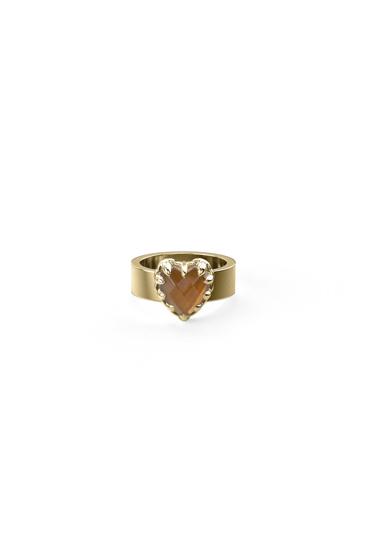 LOVE CLAW RING CITRINE - GOLD PLATED