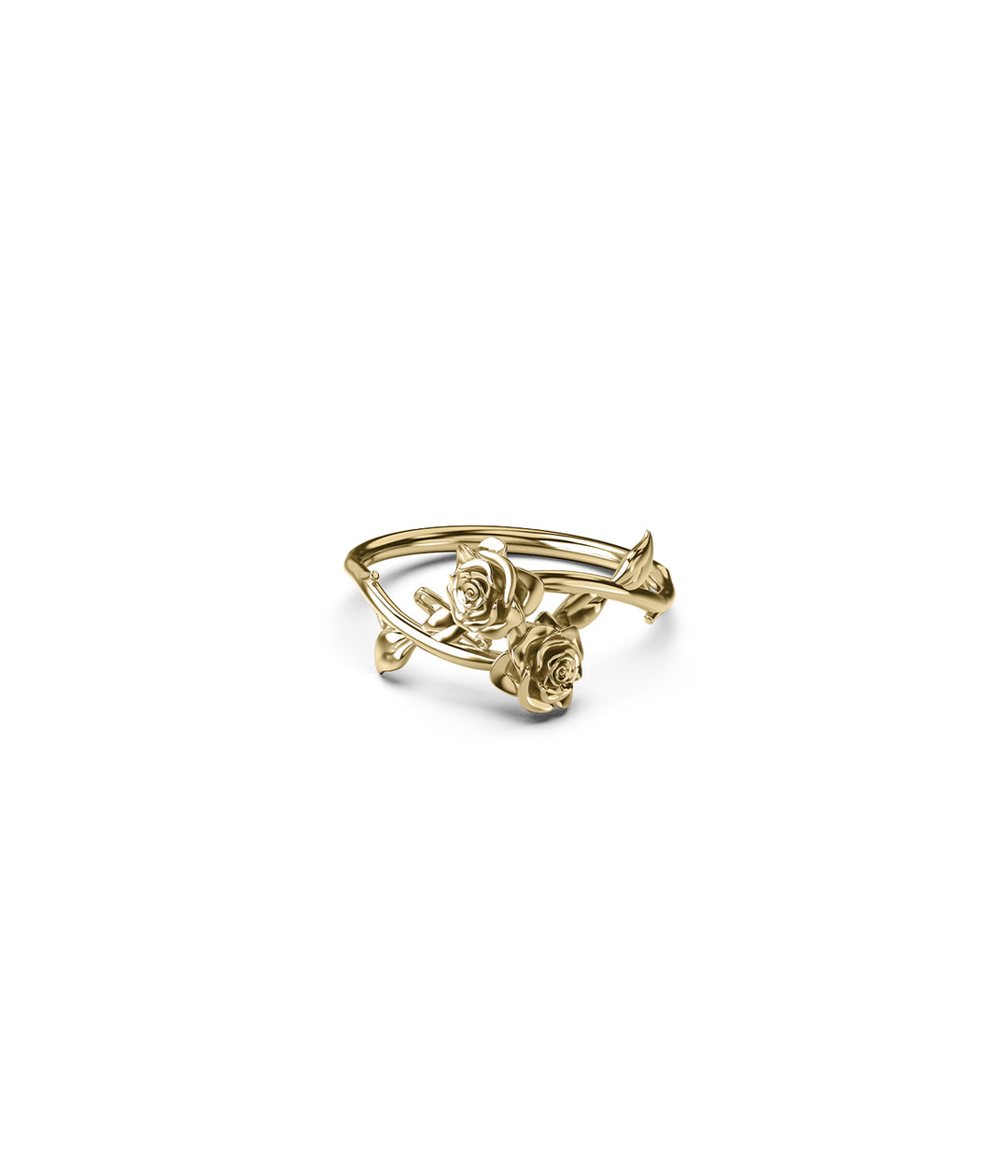 18k gold plated rose wrap ring front view on white background