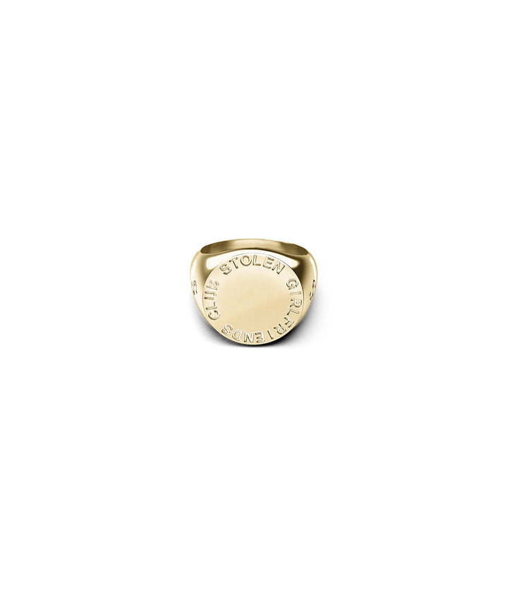 TEXT LOGO SOVEREIGN RING - 9K GOLD