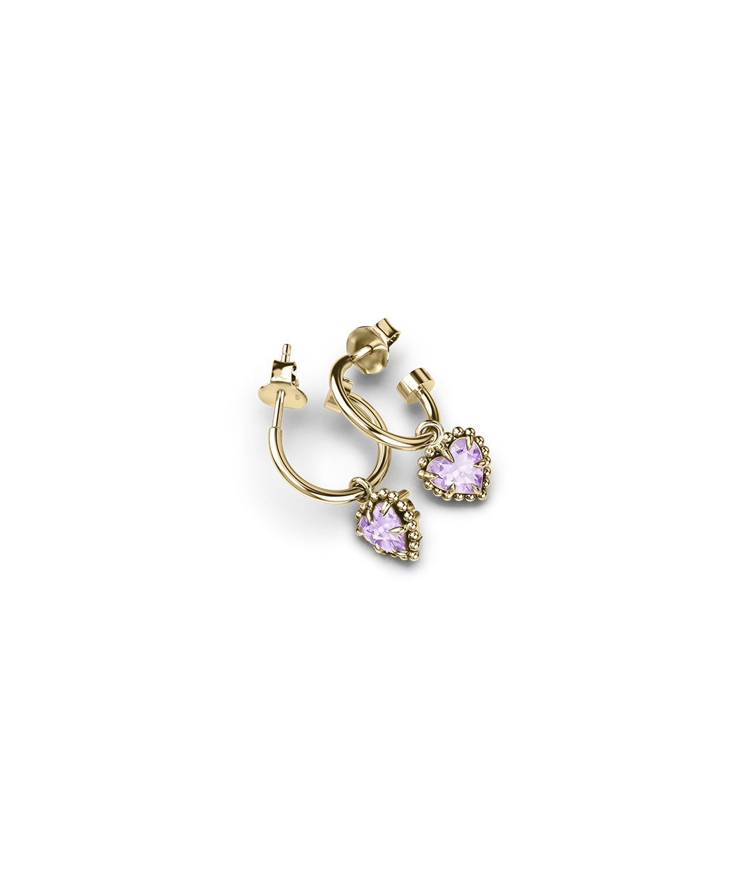 DAHLIA'S HEART ANCHOR EARRINGS - AMETHYST x GOLD PLATED