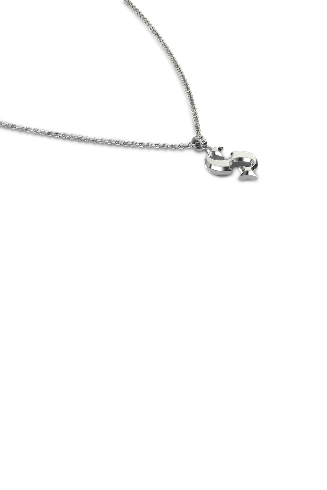 Hidden Hearts sterling silver necklace with 's' logo pendant - close up  - Stolen Girlfriends Club