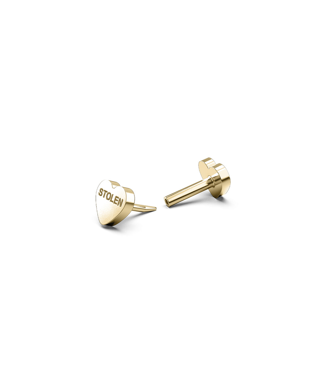 STOLEN HEART FLAT BACK EARRING - SINGLE - 9K YELLOW GOLD