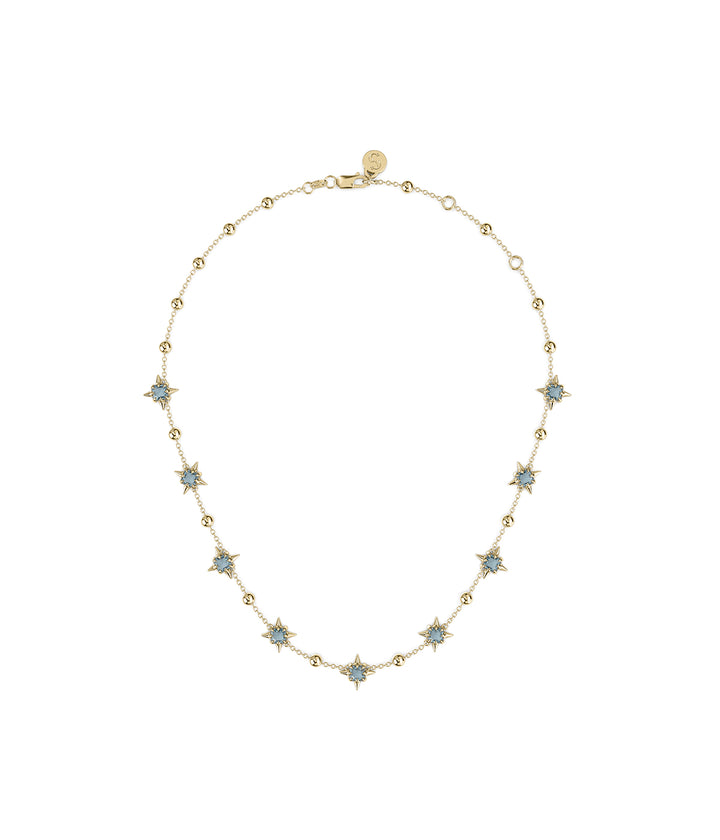 PRECIOUS PUNK ORB NECKLACE - SKY BLUE TOPAZ - 18K GOLD PLATED