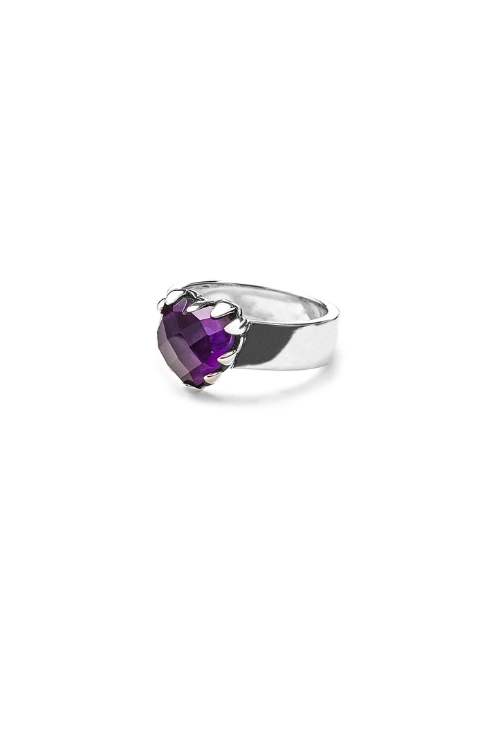 LOVE CLAW RING DARK AMETHYST