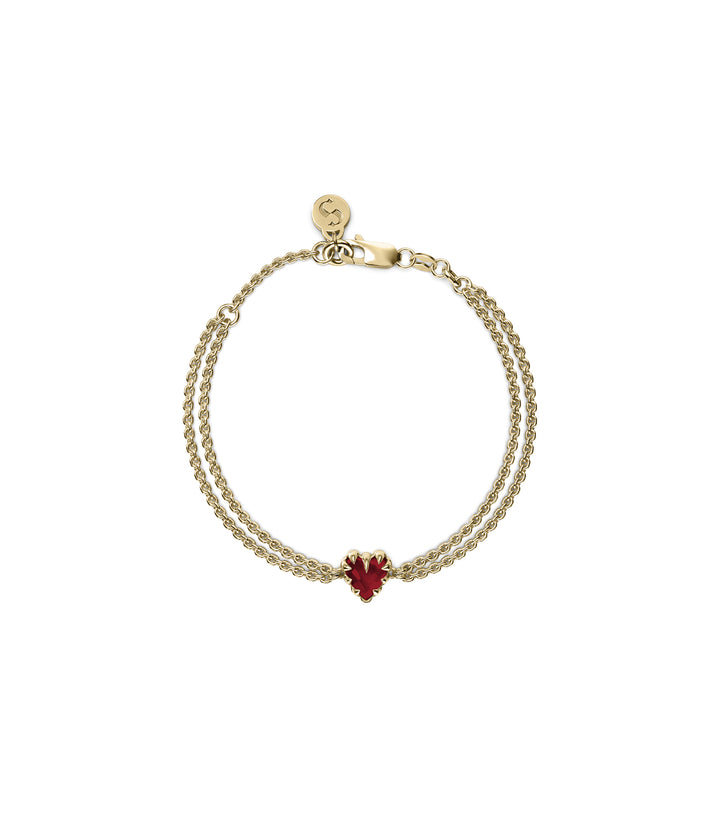LOVE CLAW BRACELET GARNET - GOLD PLATED
