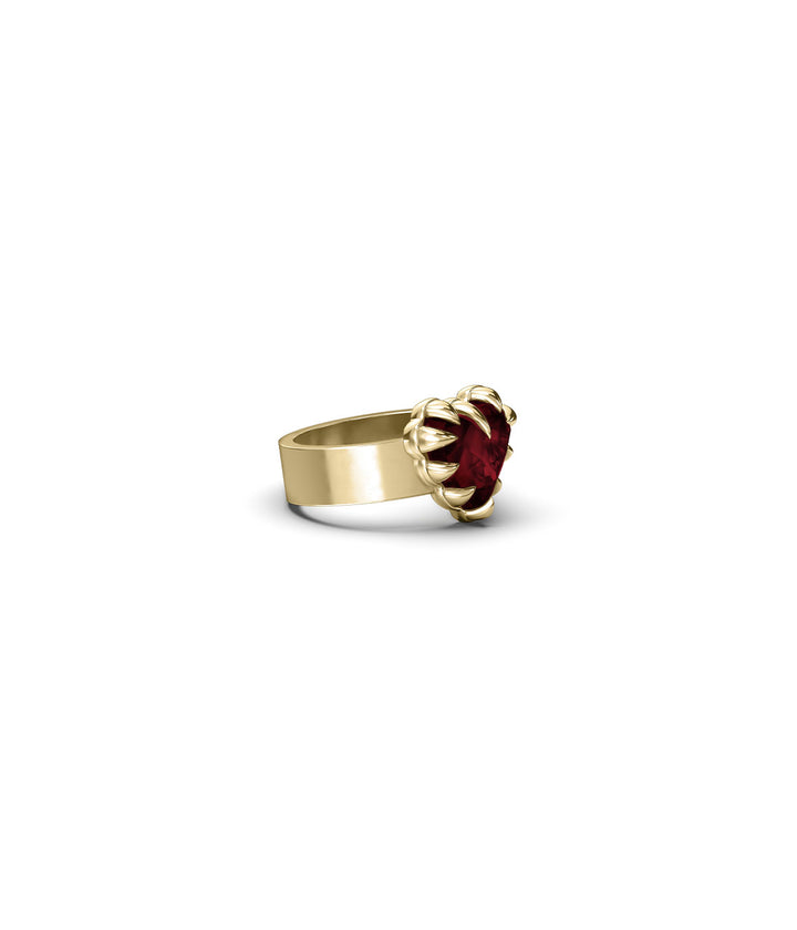 LOVE CLAW RING GARNET - GOLD VERMEIL