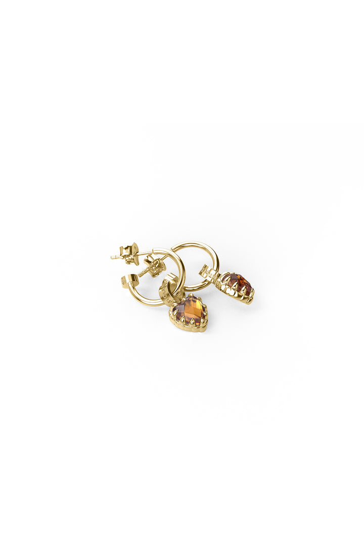 LOVE ANCHOR EARRINGS CITRINE - GOLD PLATED