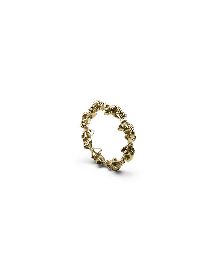 Side angle showing depth of bow elements and curvature of band.