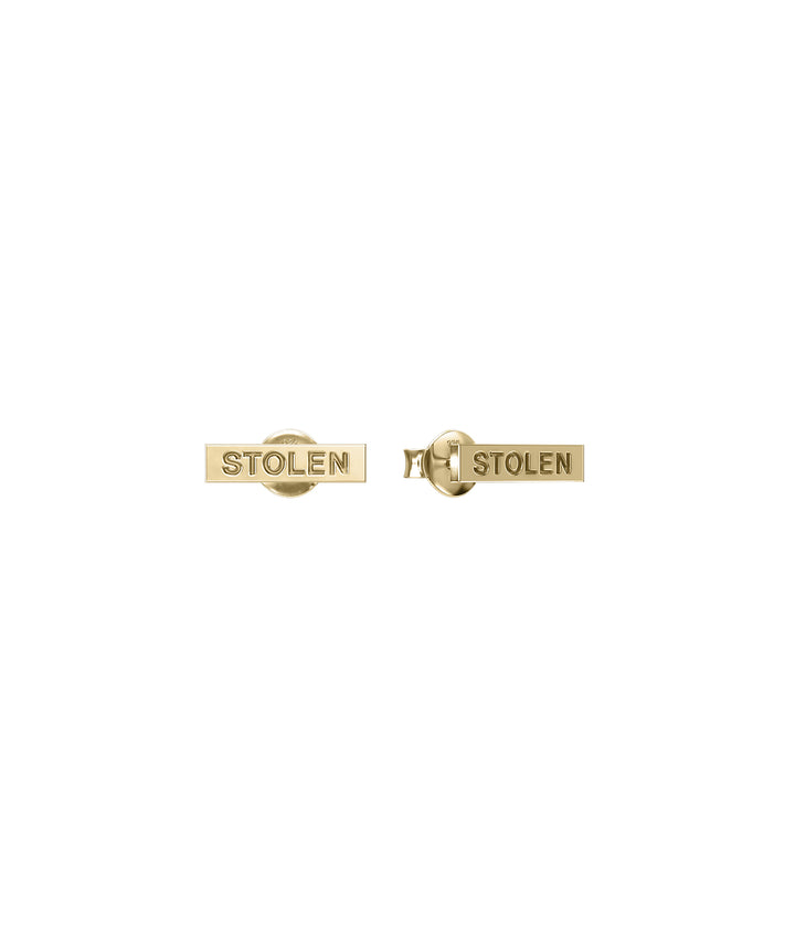TINY STOLEN BAR EARRINGS - GOLD PLATED