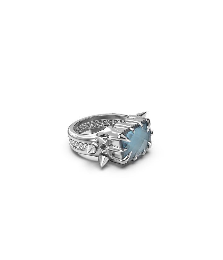 PRECIOUS PUNK COCKTAIL RING -  LAB-GROWN BLUE TOPAZ