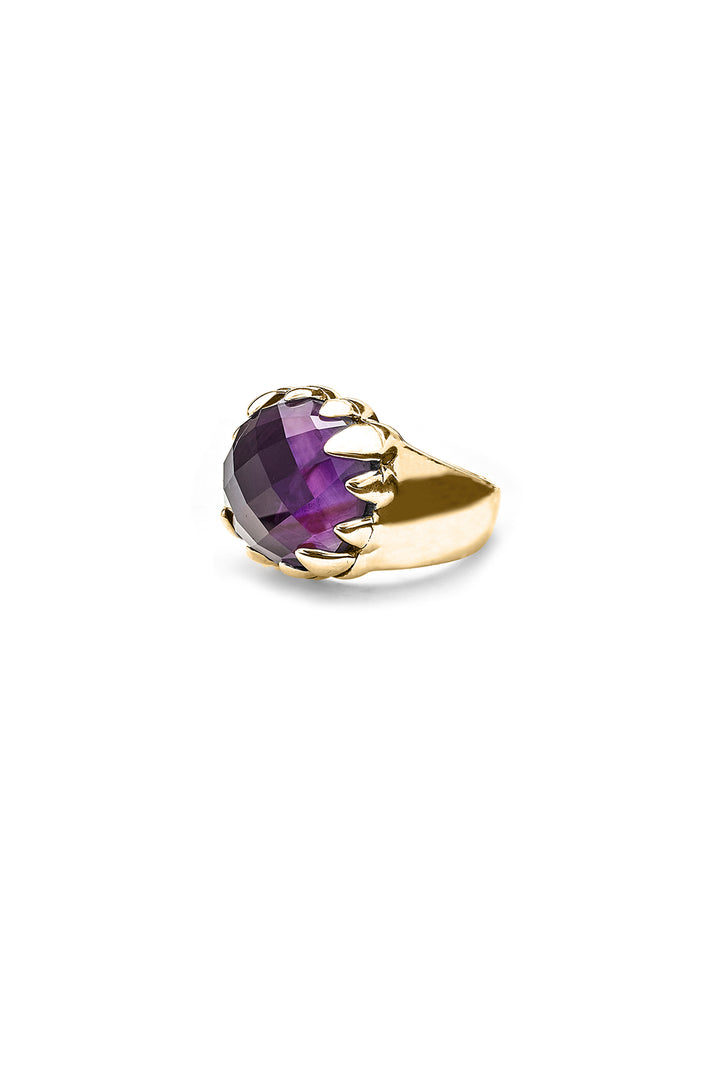 CLAW RING DARK AMETHYST DARK AMETHYST GOLD PLATED