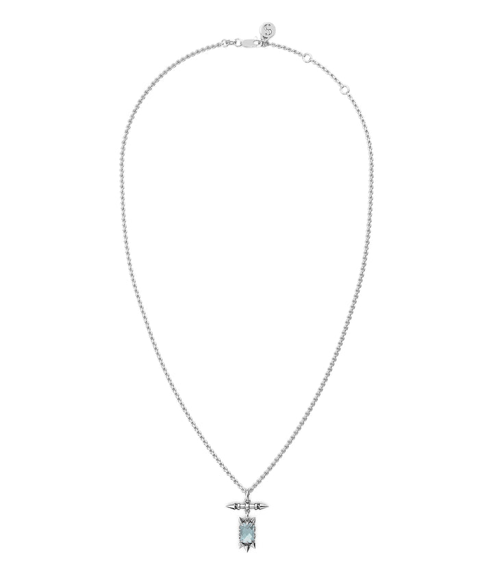 PRECIOUS PUNK FOB NECKLACE - SKY BLUE TOPAZ