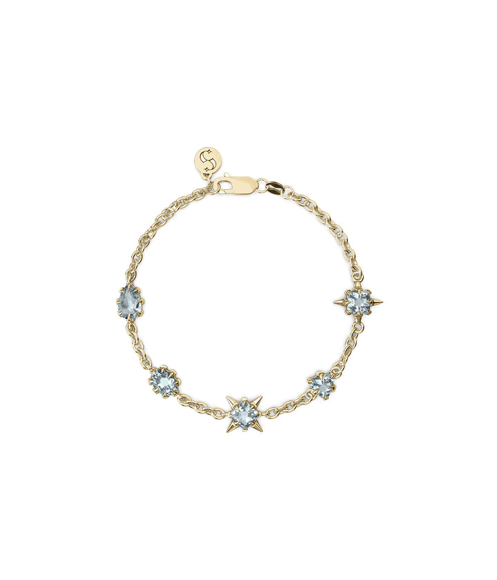 PRECIOUS PUNK INFINITY BRACELET - SKY BLUE TOPAZ - 18K GOLD PLATED