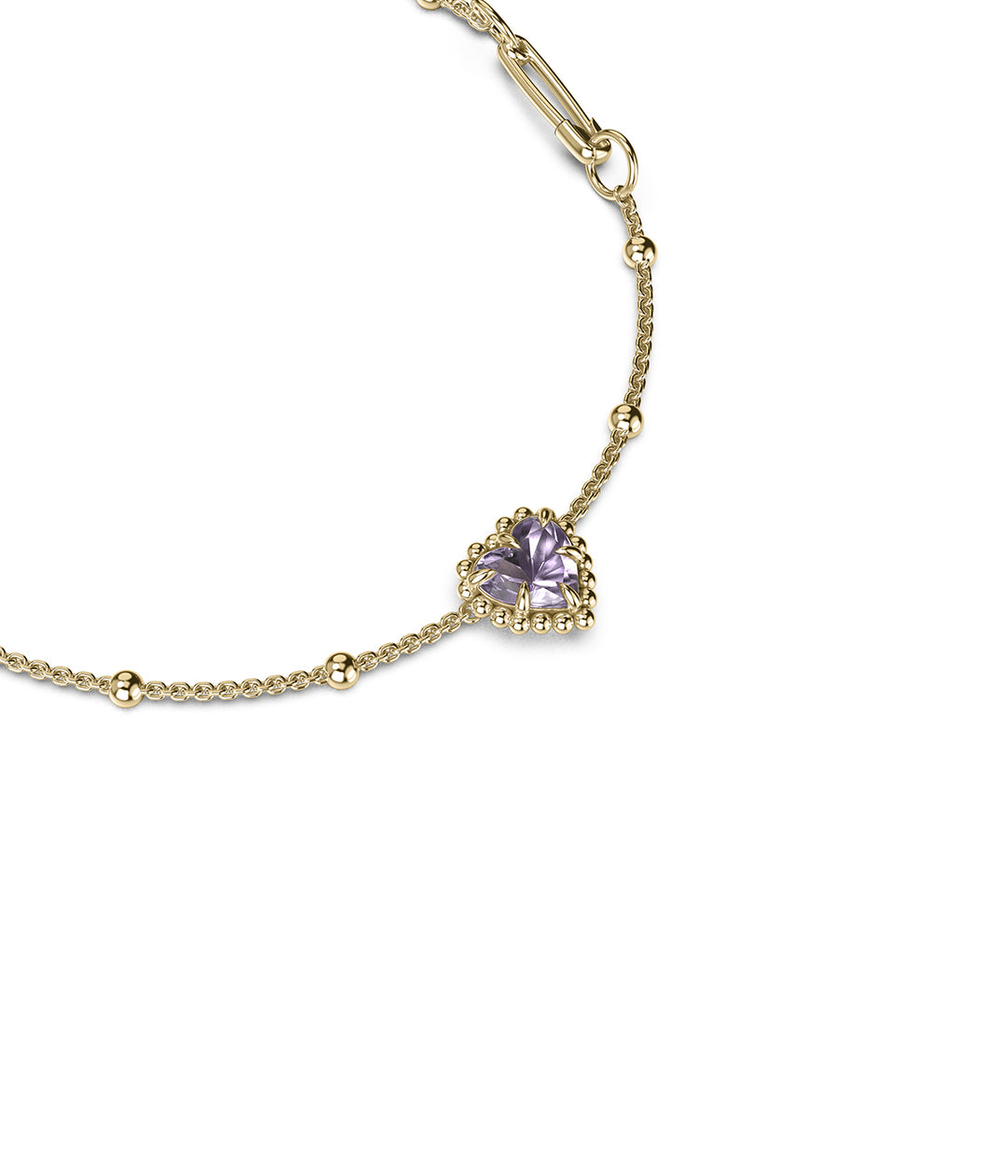 DAHLIA'S HEART BRACELET - AMETHYST x GOLD PLATED